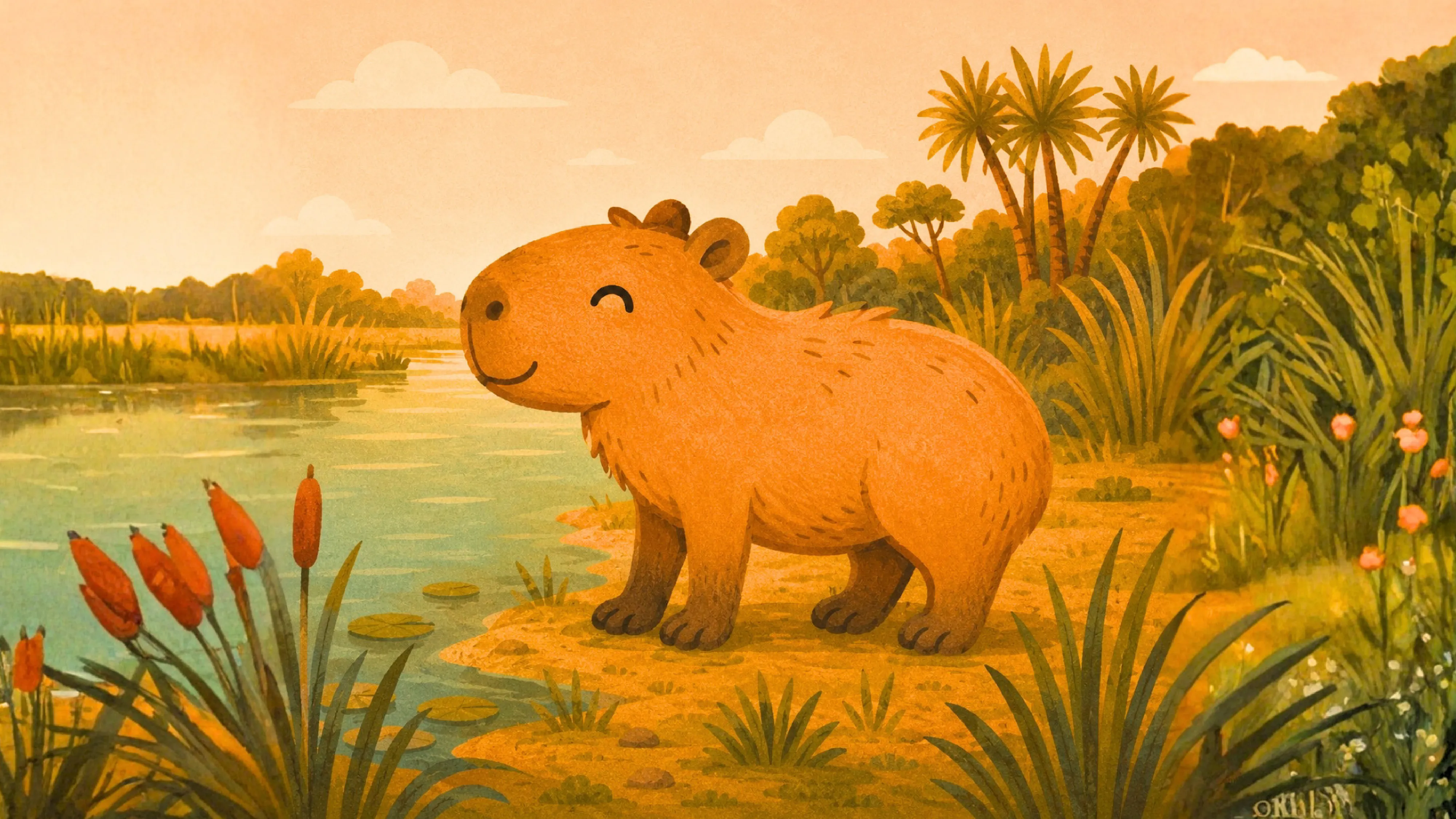 Ilustração do Capivara, mascote do time Capi